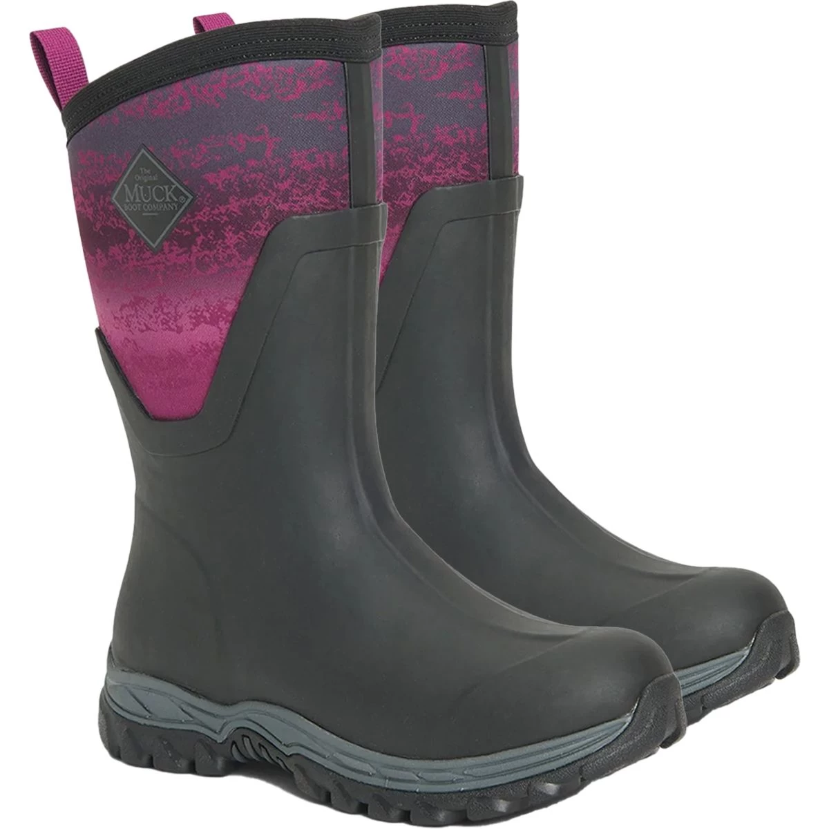 Muck Boots Women's Arctic Sport Mid Height Wellington Boots - Black/Magenta 1 Muck Boots Women's Arctic Sport Mid Height Wellington Boots - Black/Magenta