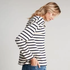 Joules Women's Olive Long Sleeve Henley Top - Navy Creme Stripe 9 Joules Women's Olive Long Sleeve Henley Top - Navy Creme Stripe -Fashion Lady olive creme navy stripe 3