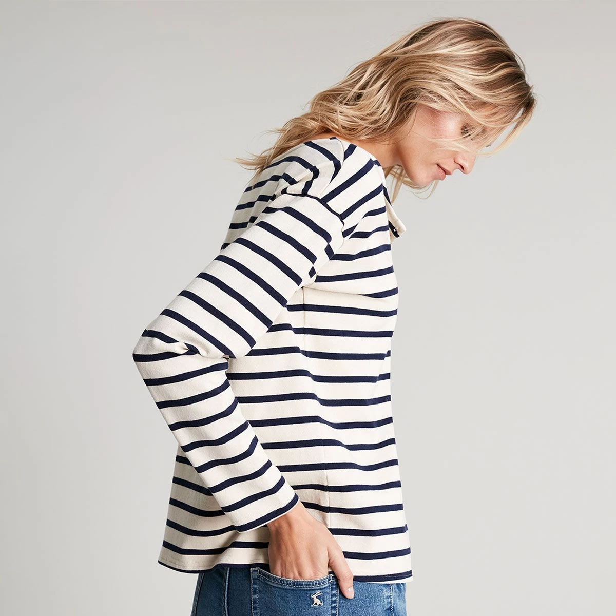 Joules Women's Olive Long Sleeve Henley Top - Navy Creme Stripe 3 Joules Women's Olive Long Sleeve Henley Top - Navy Creme Stripe - Image 3