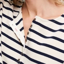 Joules Women's Olive Long Sleeve Henley Top - Navy Creme Stripe 11 Joules Women's Olive Long Sleeve Henley Top - Navy Creme Stripe -Fashion Lady olive creme navy stripe 5