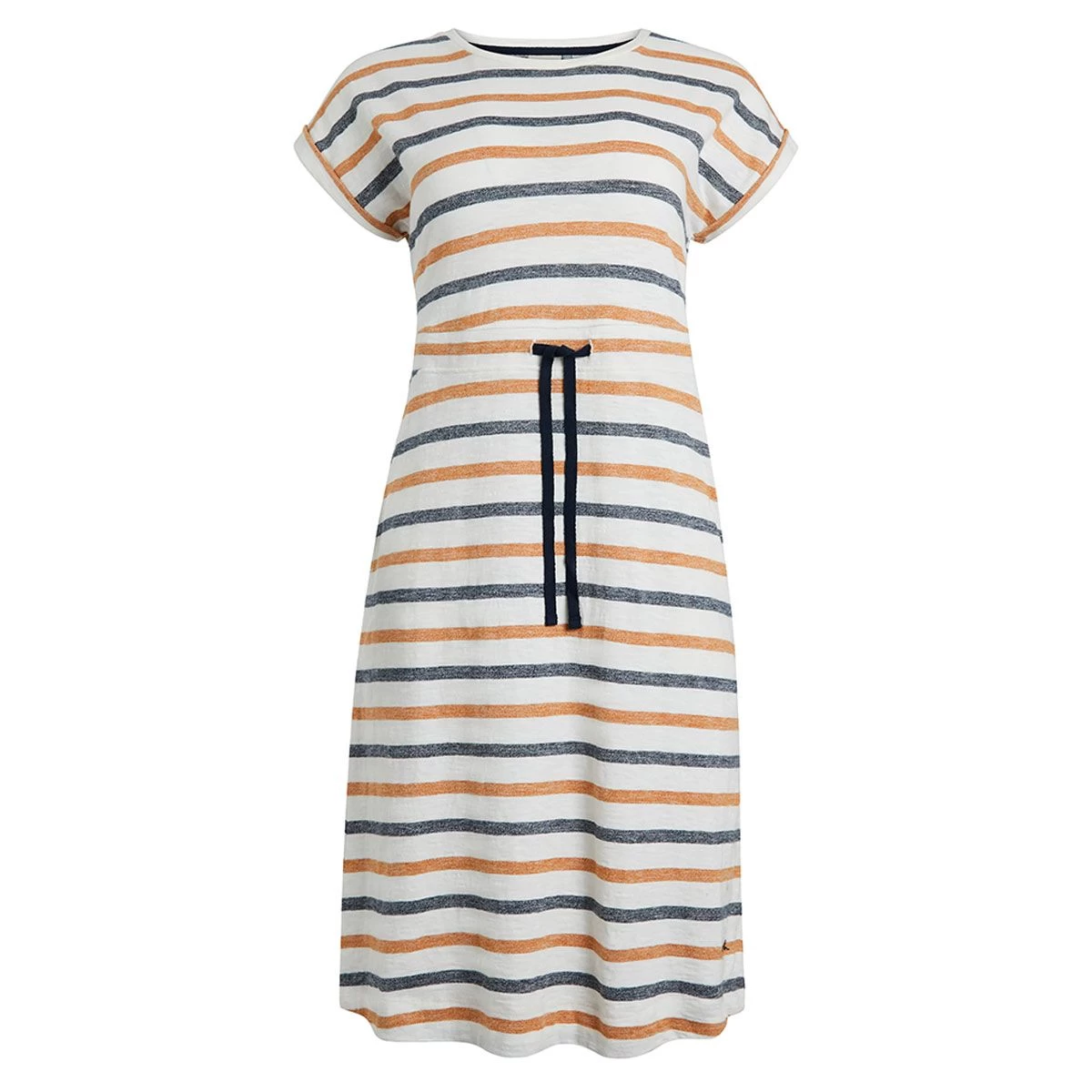 Weird Fish Women's Olli Organic Striped Jersey Dress - Light Cream 2 Weird Fish Women's Olli Organic Striped Jersey Dress - Light Cream - Image 2