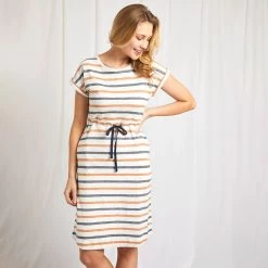 Weird Fish Women's Olli Organic Striped Jersey Dress - Light Cream 12 Weird Fish Women's Olli Organic Striped Jersey Dress - Light Cream -Fashion Lady olli org strpe jrsy drss lte crm 3