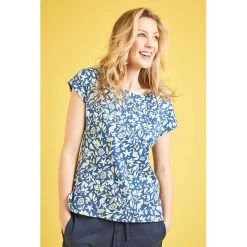 Weird Fish Women’s Paw Paw Printed Organic Cotton T-Shirt – Ensign Blue -Fashion Lady paw paw ensign blue 3