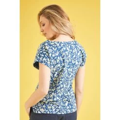 Weird Fish Women’s Paw Paw Printed Organic Cotton T-Shirt – Ensign Blue -Fashion Lady paw paw ensign blue 5