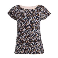 Weird Fish Women's Paw Paw Organic Printed Jersey T-shirt - Dark Navy