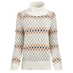 Weird Fish Women's Penryn Patterned Roll Neck Jumper - Chalk