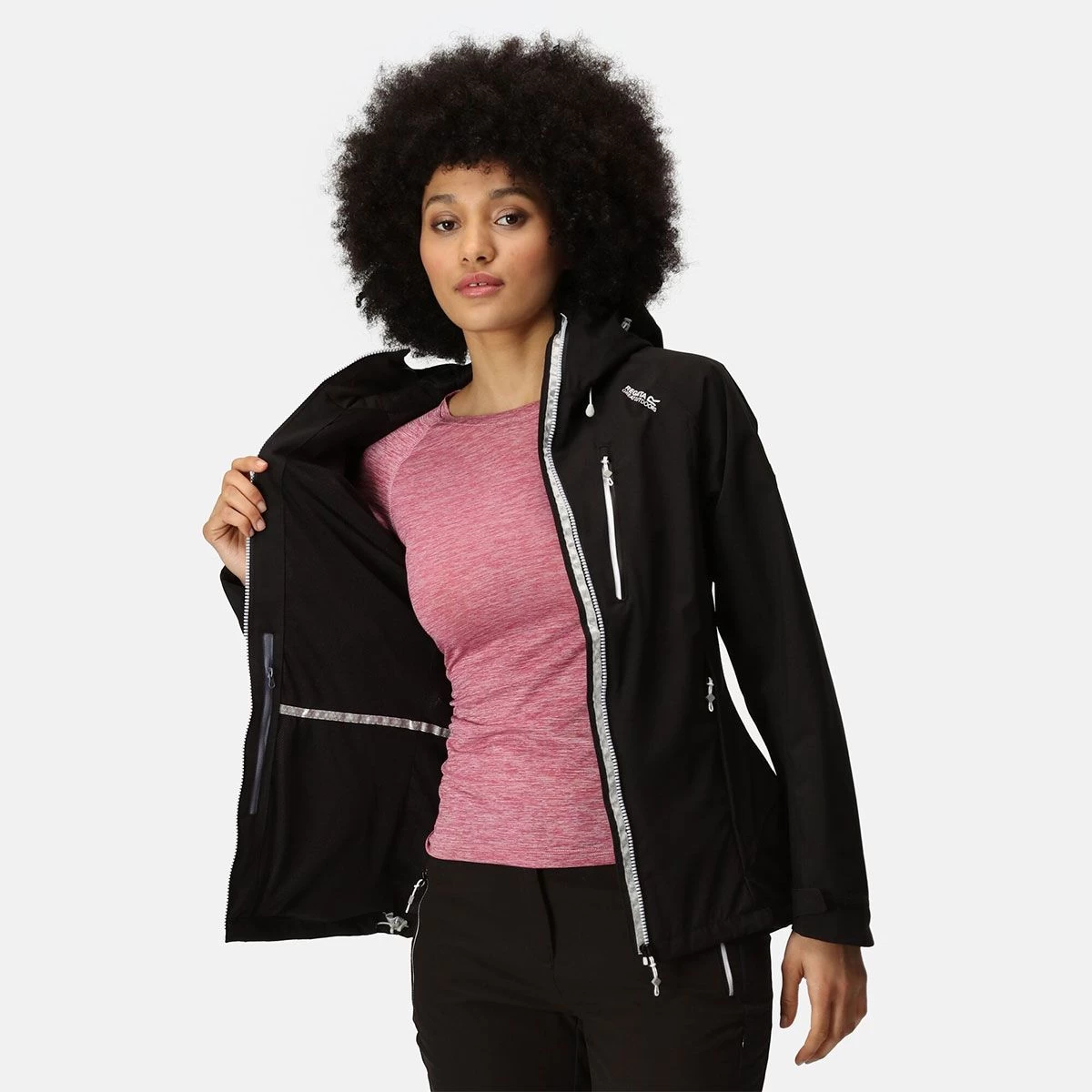 Regatta Women's Birchdale Waterproof Jacket - Black/White 4 Regatta Women's Birchdale Waterproof Jacket - Black/White - Image 4