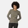 Regatta Women's Federica Striped Long Sleeve Top - Dark Khaki/Light Vanilla