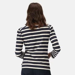 Regatta Women's Federica Striped Long Sleeve Top - Navy/Light Vanilla -Fashion Lady regatta women s federica striped long sleeve top navy light vanilla 2