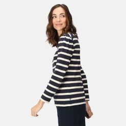 Regatta Women's Federica Striped Long Sleeve Top - Navy/Light Vanilla -Fashion Lady regatta women s federica striped long sleeve top navy light vanilla 5
