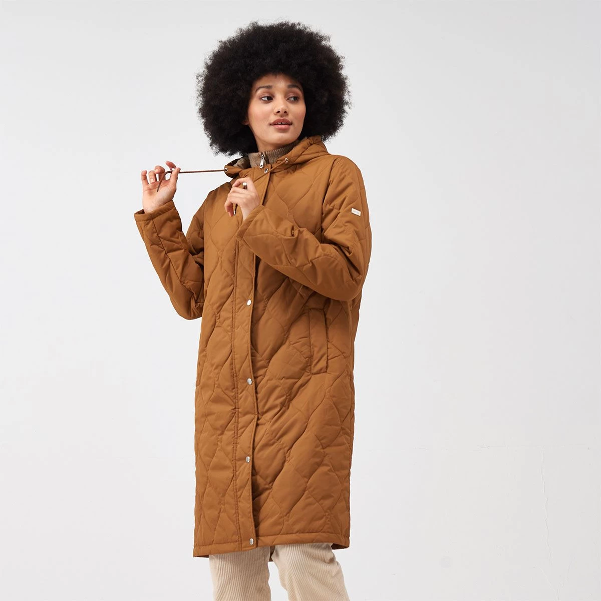 Regatta Women's Jaycee Long Quilted Coat - Rubber/Barleycorn 4 Regatta Women's Jaycee Long Quilted Coat - Rubber/Barleycorn - Image 4