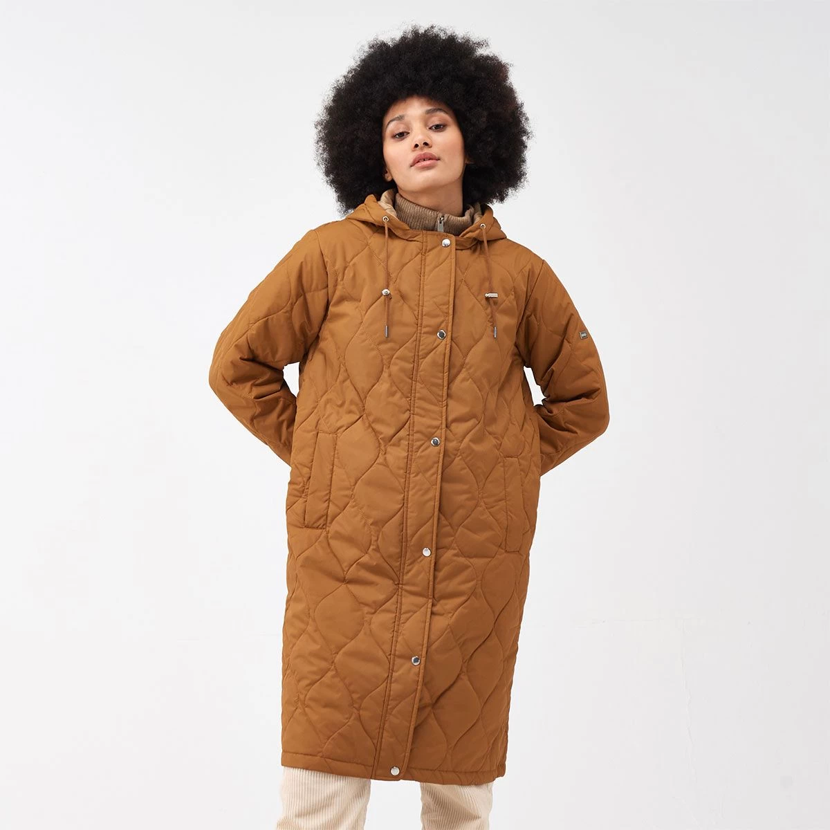 Regatta Women's Jaycee Long Quilted Coat - Rubber/Barleycorn 3 Regatta Women's Jaycee Long Quilted Coat - Rubber/Barleycorn - Image 3