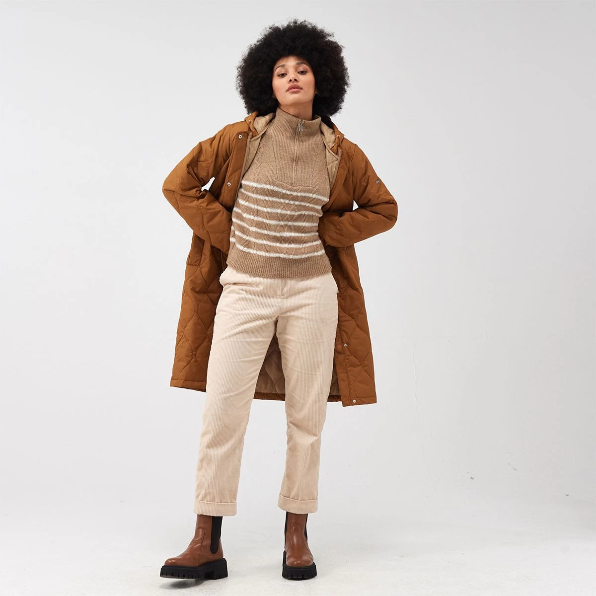 Regatta Women's Jaycee Long Quilted Coat - Rubber/Barleycorn 7 Regatta Women's Jaycee Long Quilted Coat - Rubber/Barleycorn - Image 7