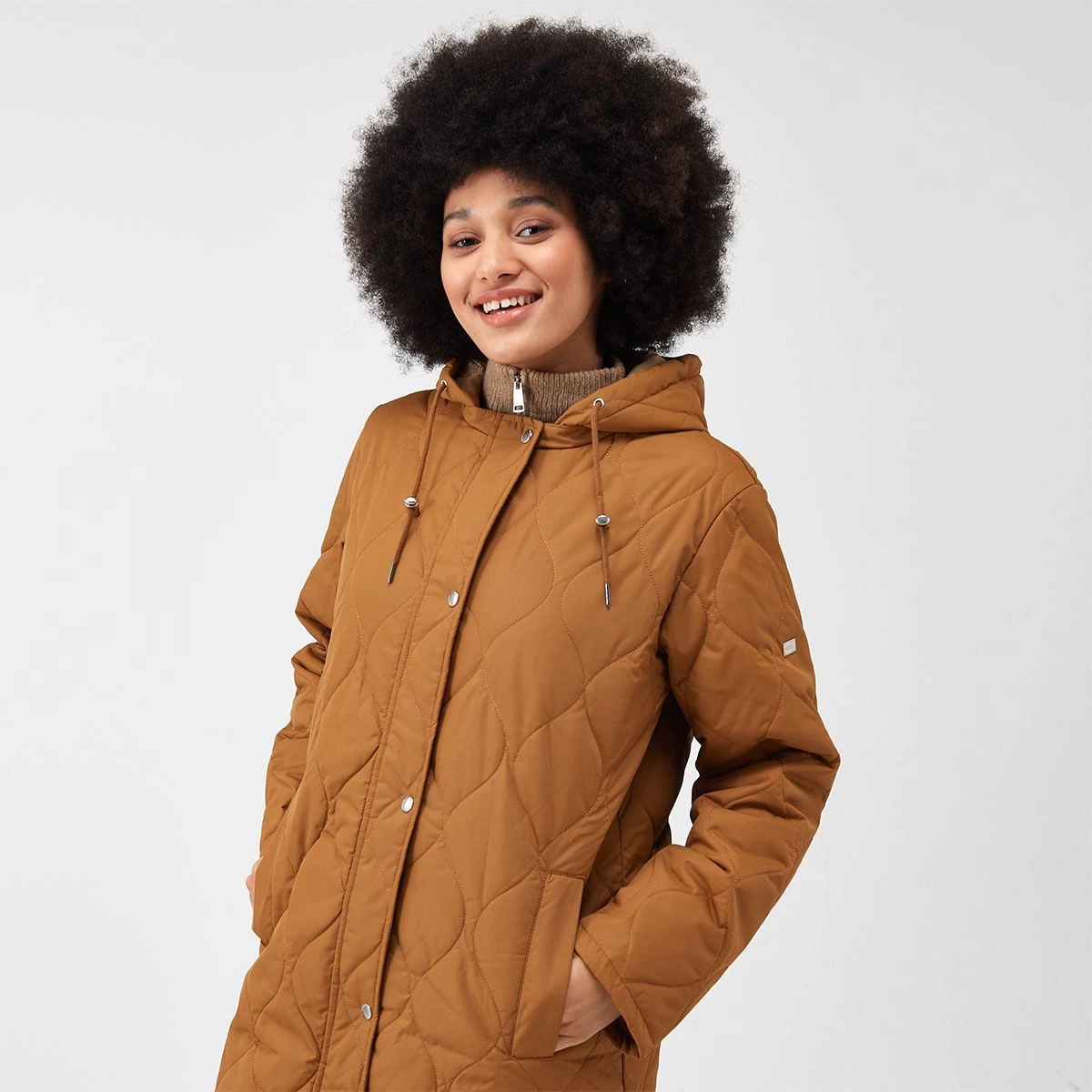 Regatta Women's Jaycee Long Quilted Coat - Rubber/Barleycorn 8 Regatta Women's Jaycee Long Quilted Coat - Rubber/Barleycorn - Image 8