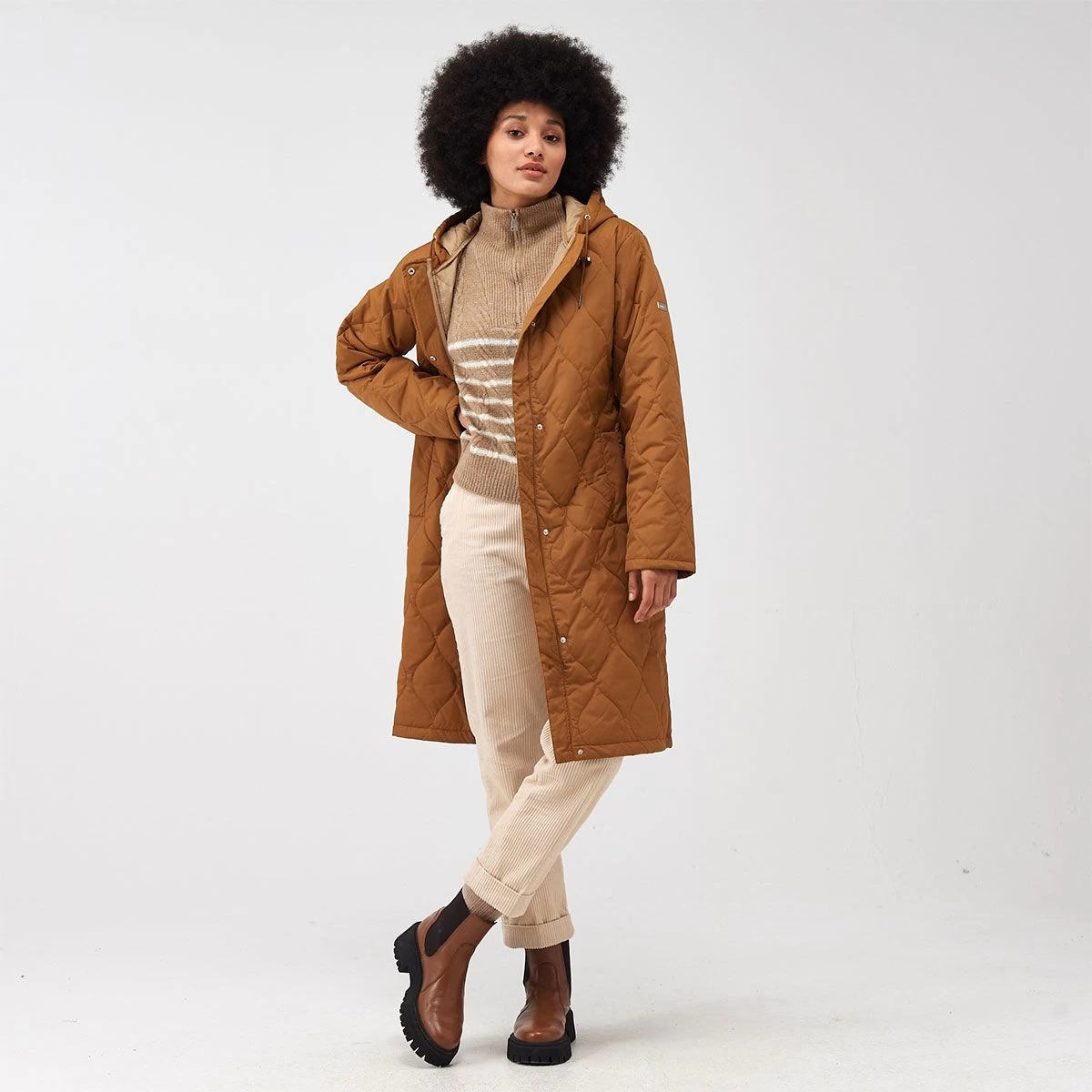 Regatta Women's Jaycee Long Quilted Coat - Rubber/Barleycorn 5 Regatta Women's Jaycee Long Quilted Coat - Rubber/Barleycorn - Image 5