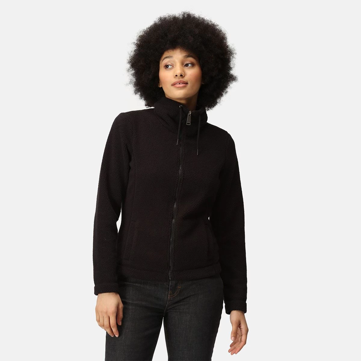 Regatta Women's Kizmitt Full Zip Fluffy Fleece - Black Fluffy 6 Regatta Women's Kizmitt Full Zip Fluffy Fleece - Black Fluffy - Image 6