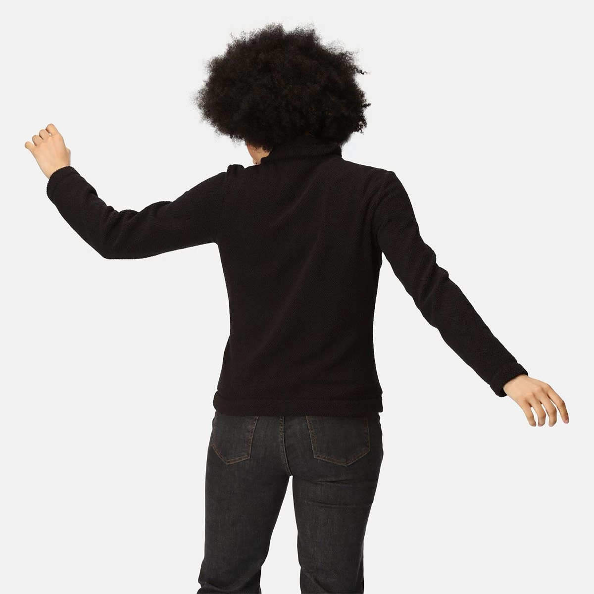 Regatta Women's Kizmitt Full Zip Fluffy Fleece - Black Fluffy 5 Regatta Women's Kizmitt Full Zip Fluffy Fleece - Black Fluffy - Image 5