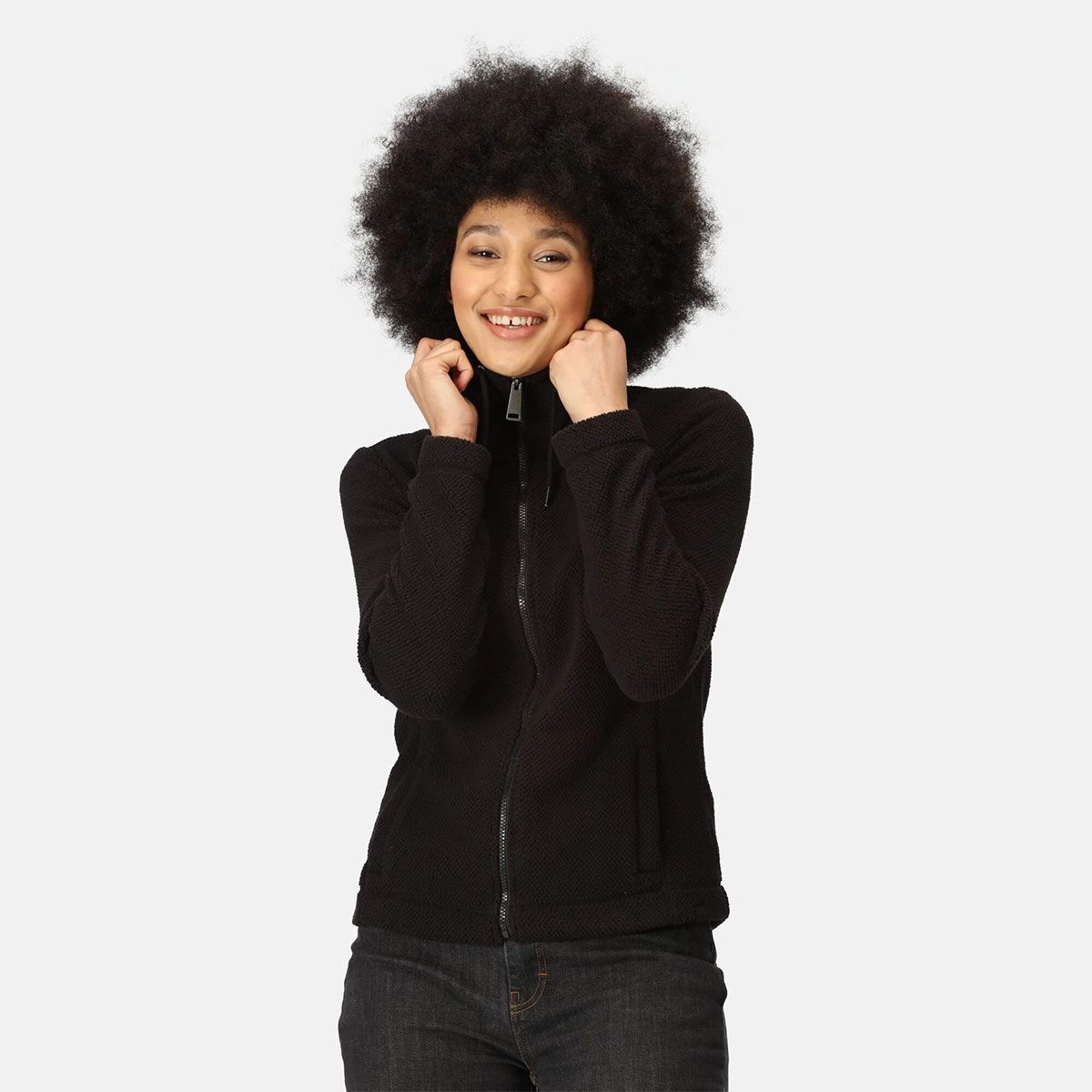 Regatta Women's Kizmitt Full Zip Fluffy Fleece - Black Fluffy 10 Regatta Women's Kizmitt Full Zip Fluffy Fleece - Black Fluffy - Image 10