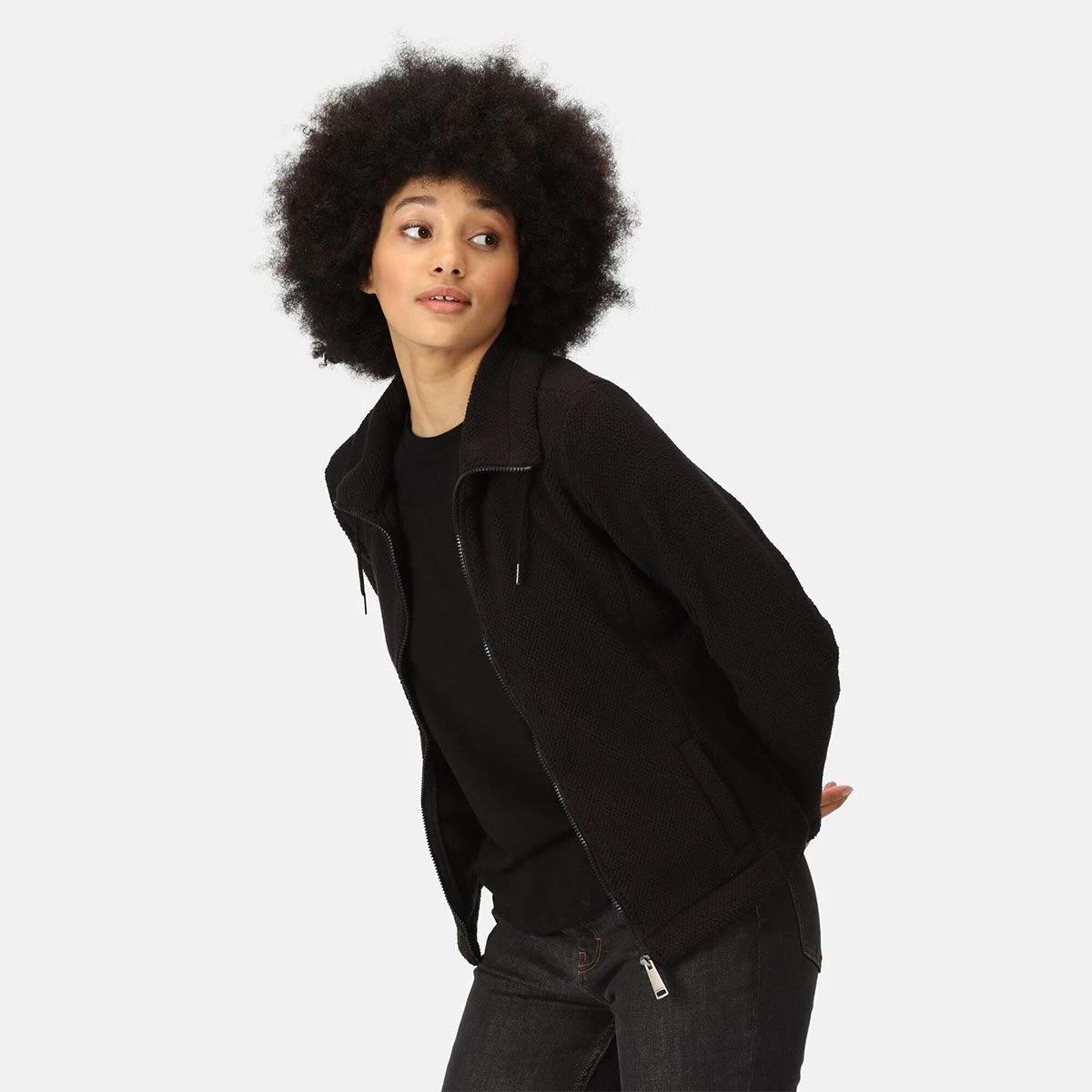 Regatta Women's Kizmitt Full Zip Fluffy Fleece - Black Fluffy 3 Regatta Women's Kizmitt Full Zip Fluffy Fleece - Black Fluffy - Image 3