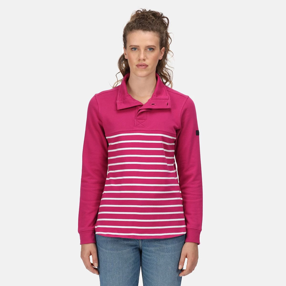 Regatta Women’s Camiola Lightweight Funnel Neck Sweatshirt – Fuchsia Stripe 10 Regatta Women’s Camiola Lightweight Funnel Neck Sweatshirt – Fuchsia Stripe - Image 10