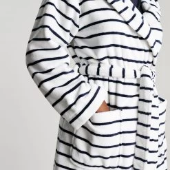 Joules Women’s Rita Dressing Gown – Cream Stripe -Fashion Lady rita cream stripe2