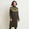 Brakeburn Women's Roll Neck Knitted Midi Dress - Brown Marl