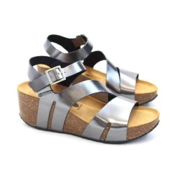 Plakton Women's Rome Hi Metal Lux Sandals - Plomo