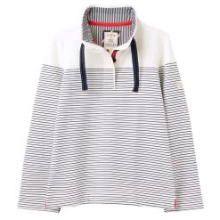 Joules Women’s Saunton Funnel Neck Sweatshirt – Cream French Navy Stripe -Fashion Lady saunton 1