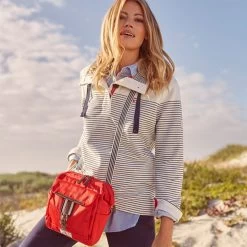 Joules Women’s Saunton Funnel Neck Sweatshirt – Cream French Navy Stripe -Fashion Lady saunton 6 1