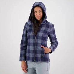 Swanndri Women's Seattle Wool Hoodie - Ocean Check -Fashion Lady seattle wms wool hoody ocean 1 1