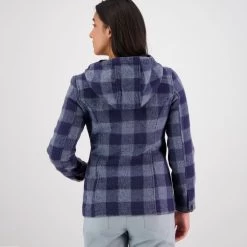 Swanndri Women's Seattle Wool Hoodie - Ocean Check -Fashion Lady seattle wms wool hoody ocean 3