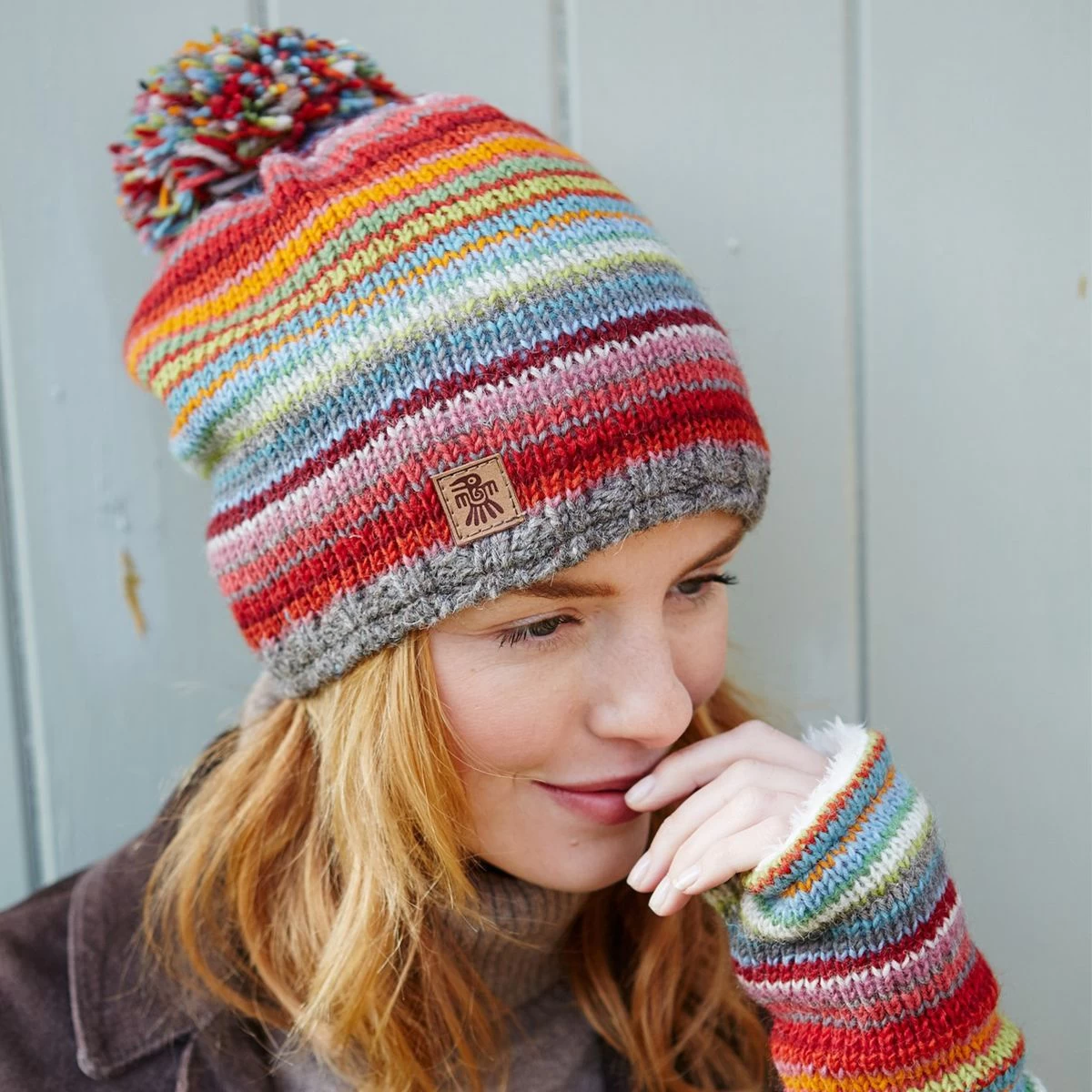 Pachamama Women's Seville Bobble Beanie - Multicolour 1 Pachamama Women's Seville Bobble Beanie - Multicolour