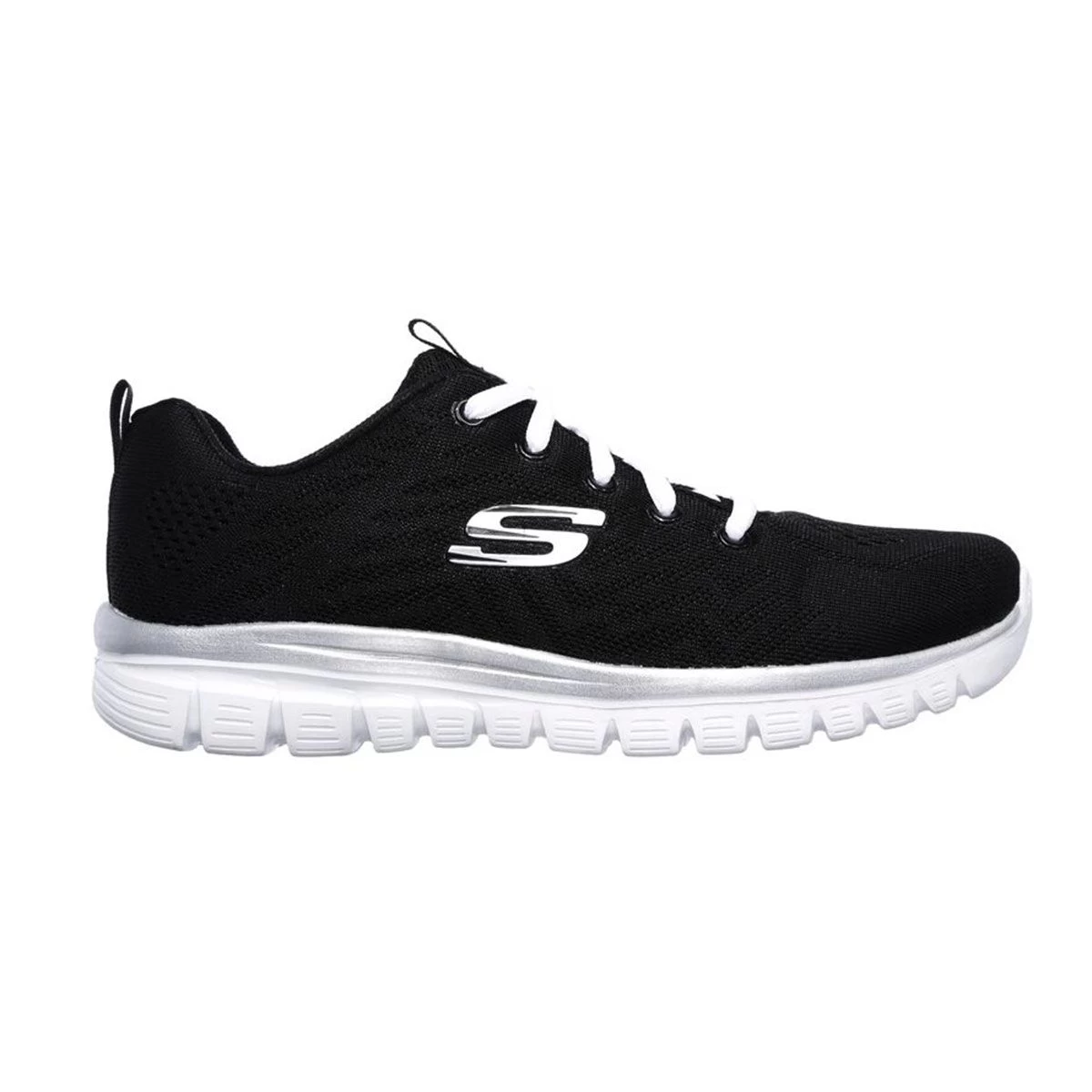 Skechers Women's Graceful Trainers - Black/White 3 Skechers Women's Graceful Trainers - Black/White - Image 3