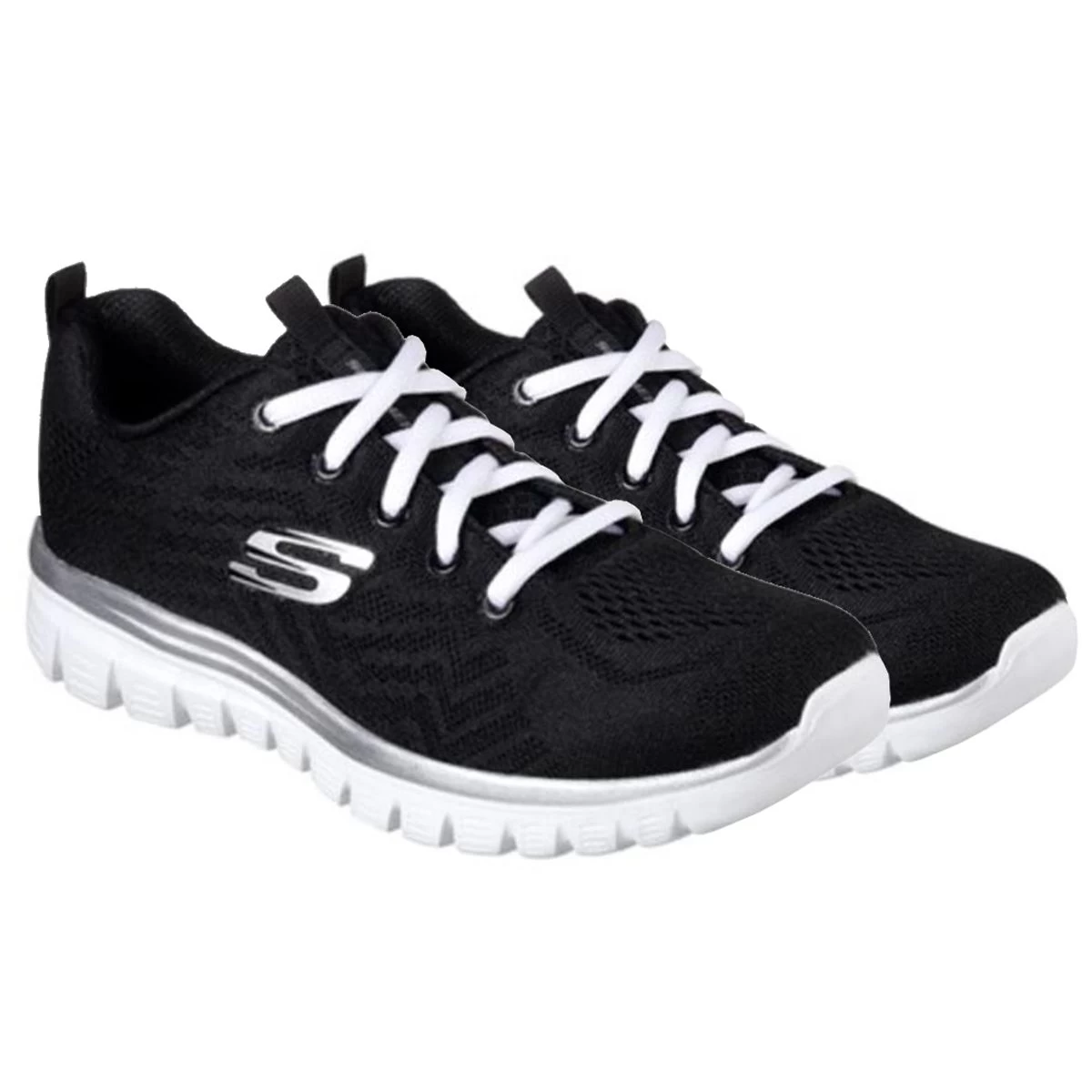 Skechers Women's Graceful Trainers - Black/White 5 Skechers Women's Graceful Trainers - Black/White - Image 5