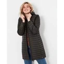 Joules Women’s Snug Packable Long Coat – Heritage Green -Fashion Lady snug green 3