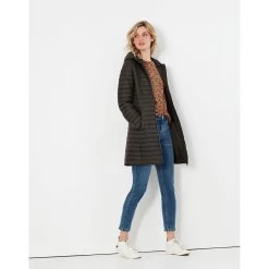 Joules Women’s Snug Packable Long Coat – Heritage Green -Fashion Lady snug green 4