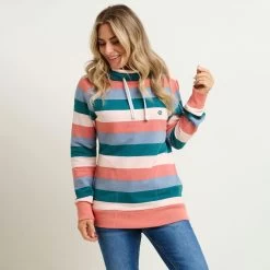 Brakeburn Women's Stripe Cowl Neck Sweatshirt - Multi 11 Brakeburn Women's Stripe Cowl Neck Sweatshirt - Multi -Fashion Lady stripe cowl nck sweatshirt multi 1 1