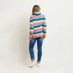 Brakeburn Women's Stripe Cowl Neck Sweatshirt - Multi 8 Brakeburn Women's Stripe Cowl Neck Sweatshirt - Multi -Fashion Lady stripe cowl nck sweatshirt multi 2