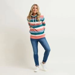 Brakeburn Women's Stripe Cowl Neck Sweatshirt - Multi 10 Brakeburn Women's Stripe Cowl Neck Sweatshirt - Multi -Fashion Lady stripe cowl nck sweatshirt multi 4