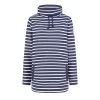 Lazy Jacks Women's Striped Roll High Neck Sweatshirt - Twilight