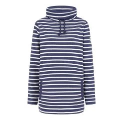 Lazy Jacks Women's Striped Roll High Neck Sweatshirt - Twilight