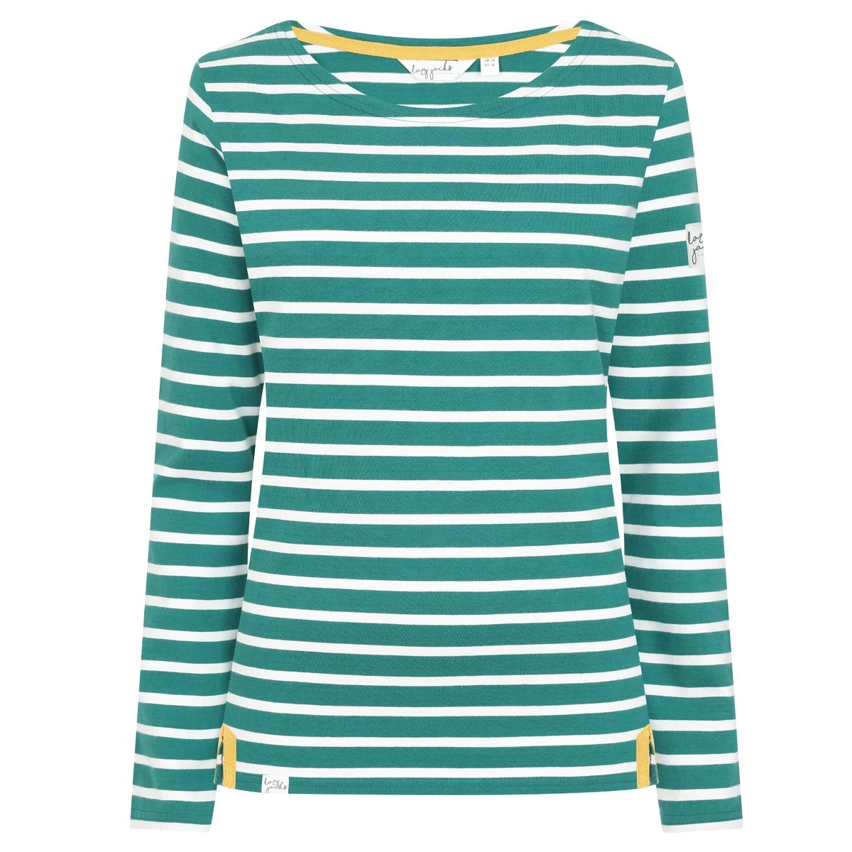 Lazy Jacks Women's Striped Breton Top - Emerald 5 Lazy Jacks Women's Striped Breton Top - Emerald - Image 5