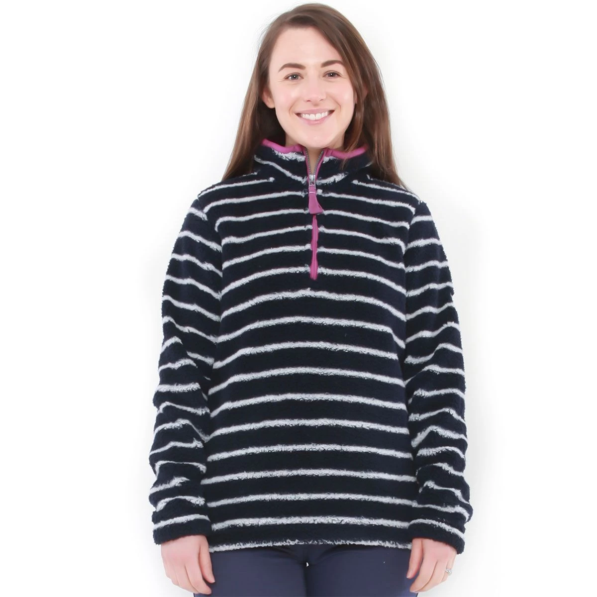 Lazy Jacks Women’s Super-Soft Striped ¼ Zip Snug Sweatshirt – Marine 1 Lazy Jacks Women’s Super-Soft Striped ¼ Zip Snug Sweatshirt – Marine