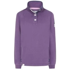 Lazy Jacks Women’s Plain Button Neck Sweatshirt – Loganberry