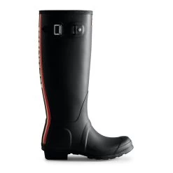 Hunter Women's Tri-Colour Logo Backstrap Tall Wellington Boots - Black 7 Hunter Women's Tri-Colour Logo Backstrap Tall Wellington Boots - Black -Fashion Lady tall stripe logo 1