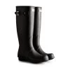 Hunter Women's Tri-Colour Logo Backstrap Tall Wellington Boots - Black