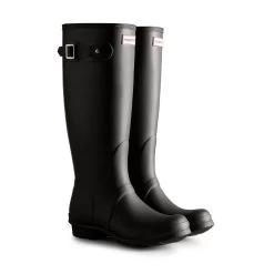 Hunter Women's Tri-Colour Logo Backstrap Tall Wellington Boots - Black