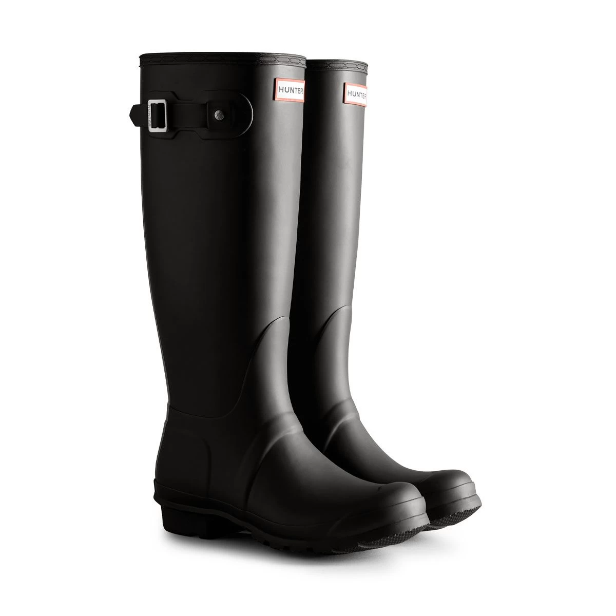Hunter Women's Tri-Colour Logo Backstrap Tall Wellington Boots - Black 1 Hunter Women's Tri-Colour Logo Backstrap Tall Wellington Boots - Black