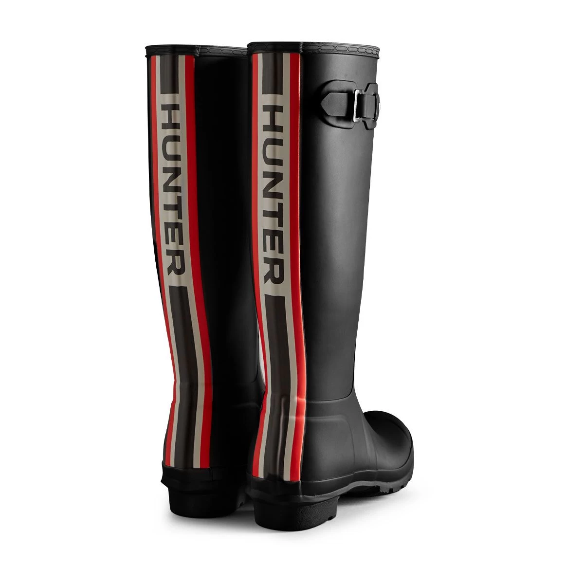 Hunter Women's Tri-Colour Logo Backstrap Tall Wellington Boots - Black 2 Hunter Women's Tri-Colour Logo Backstrap Tall Wellington Boots - Black - Image 2