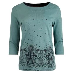 Weird Fish Women's Telluride Printed Jersey Tee - Stone Blue